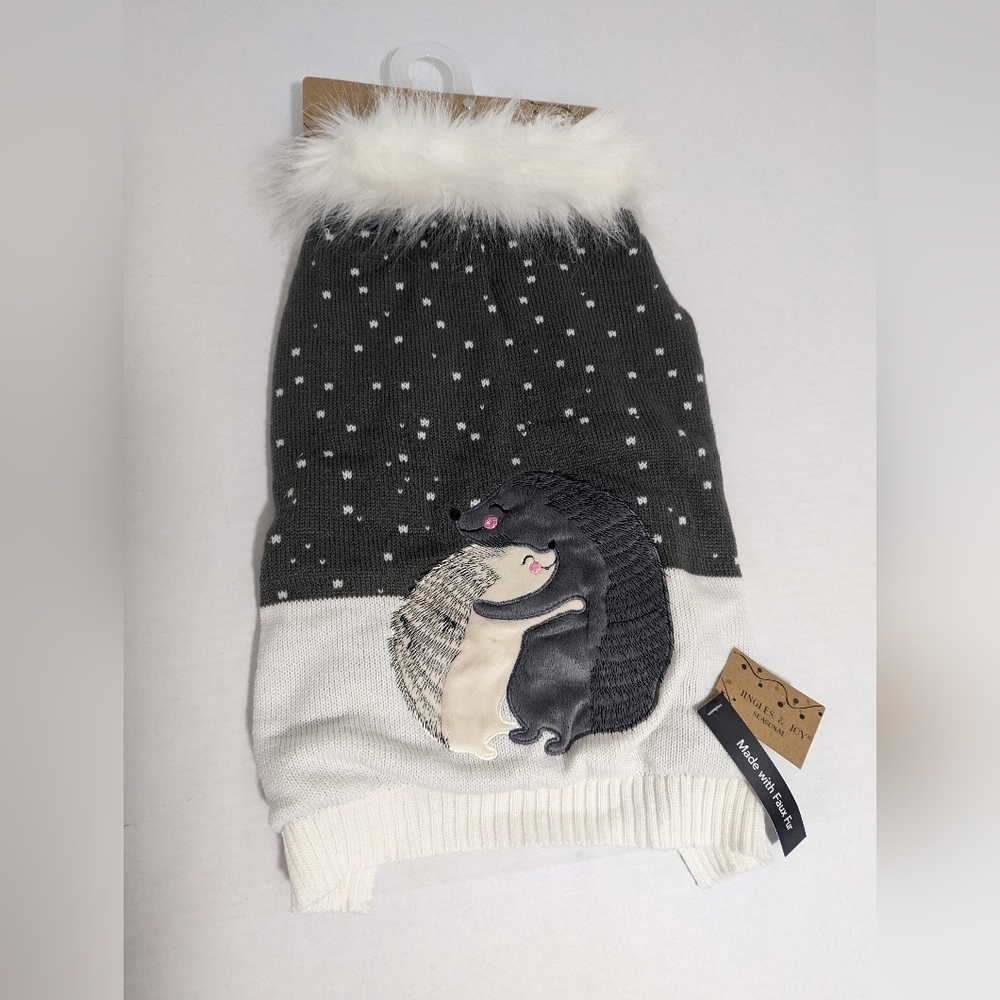 Jingles & Joy Christmas Holiday Dog Pet Costume Sweater Faux Fur Size Medium